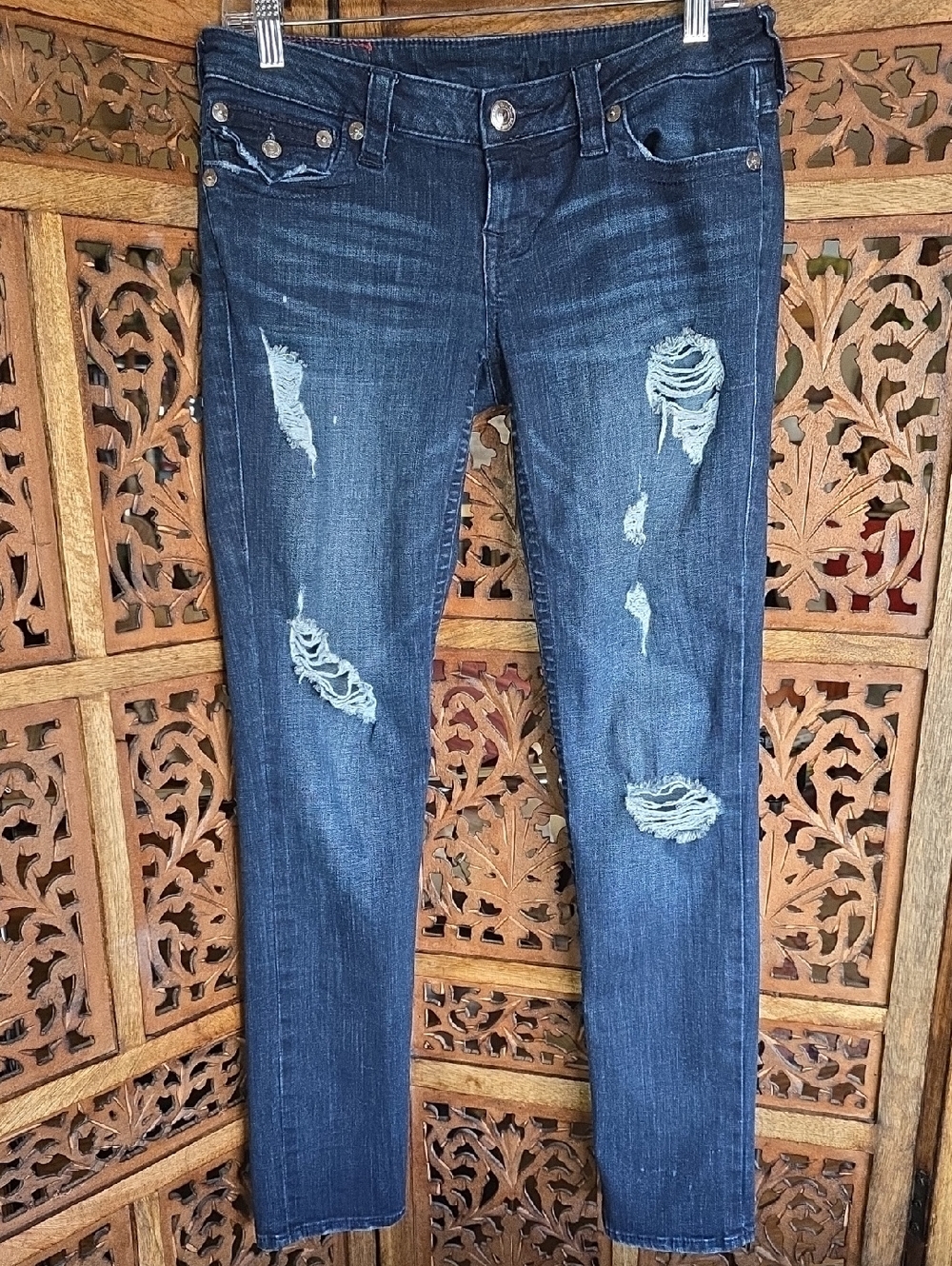True Religion Distressed Indigo Skinny Jeans
